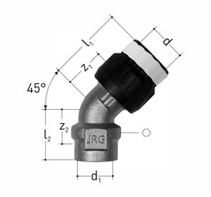 COUDE 45° PRESSION FEMELLE FEMELLE DIAMETRE 200